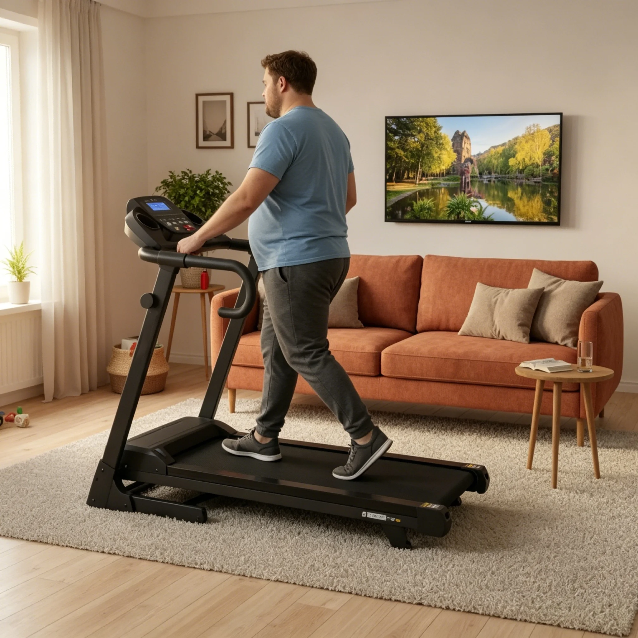 Tapis de course pliable 2-en-1 avec application, 12 + 3 modes d'entraînement, tapis de marche pour la maison, charge de 120 kg, triple amortissement, main courante réglable en hauteur, noir