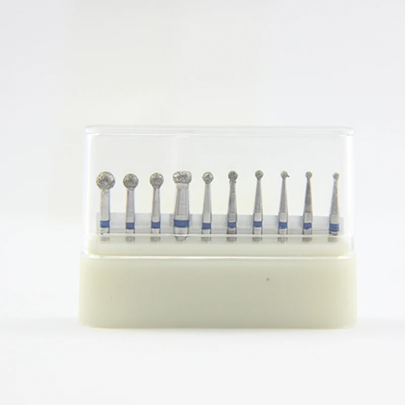 LODDEN 10 Stück/Boxen BR1901 Diamantbohrer in Kugelform, sortiert in FG-Schaft, gemischtes KIT, 1,6 mm, mittelgroße Bohrer, Zahnarzt-Schleifwerkzeuge – Detail 2