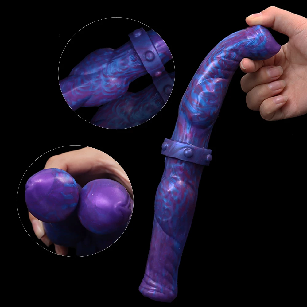 LUUK Blue Demon Doppia Testa Dildo Animale Cane Realistico Pene Lungo Nodo Enorme Spina Anale Massaggio Della Prostata Lesbica Sexy Adlut Shop