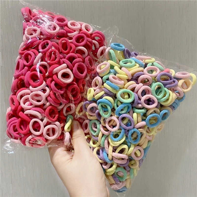 50/100Pcs Opaski do włosów dla dzieci Kolorowe nylonowe gumki do włosów Gumka do włosów dla dzieci Elastyczne akcesoria do włosów dla dziewczynek — zdjęcie 2