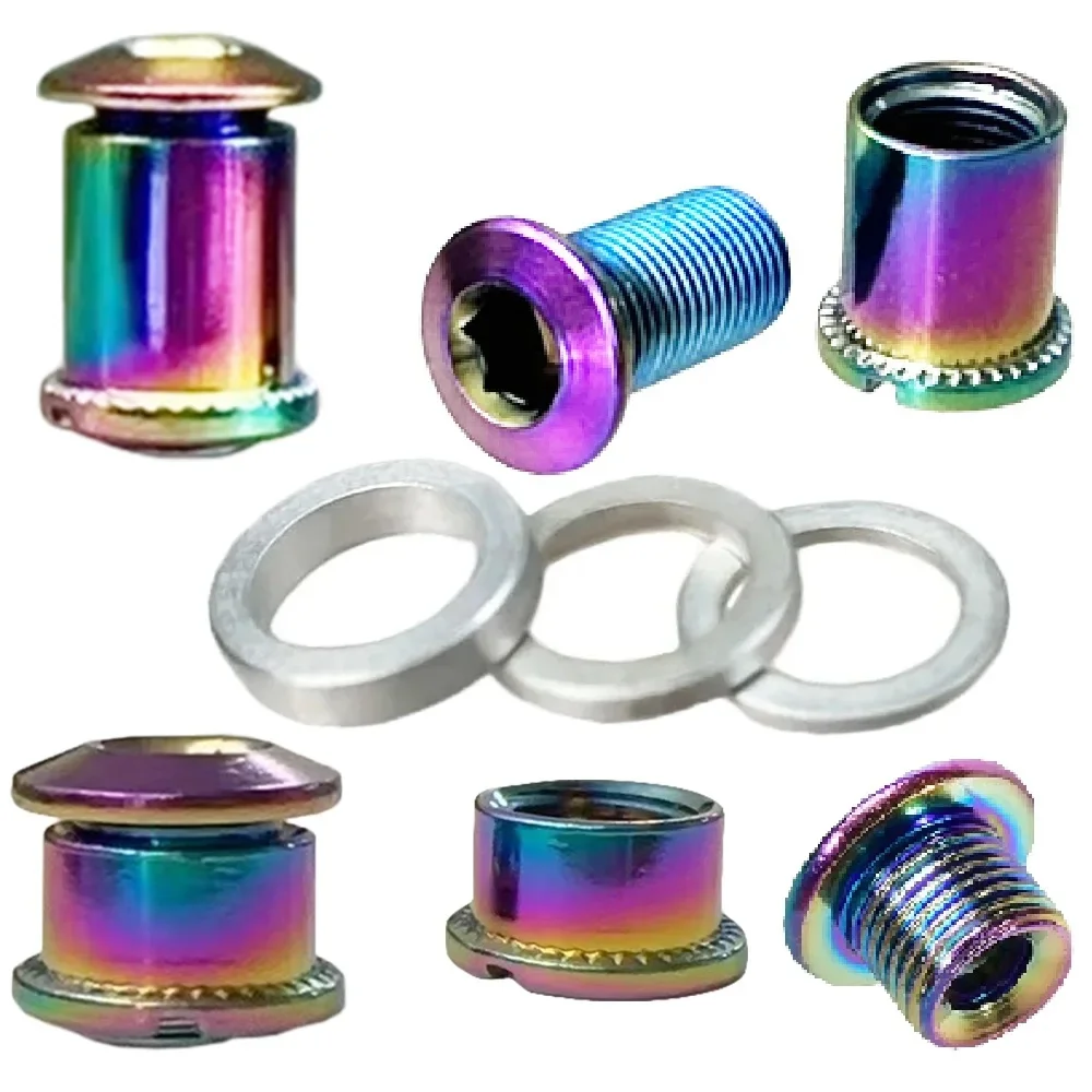 AliExpress GANOPPER Road Bike Crankset Chainwheel Crown Spacer Mountain Bike Crank Oil Slick Screw Color Double Crankset Bolts Bicycle Accesorios