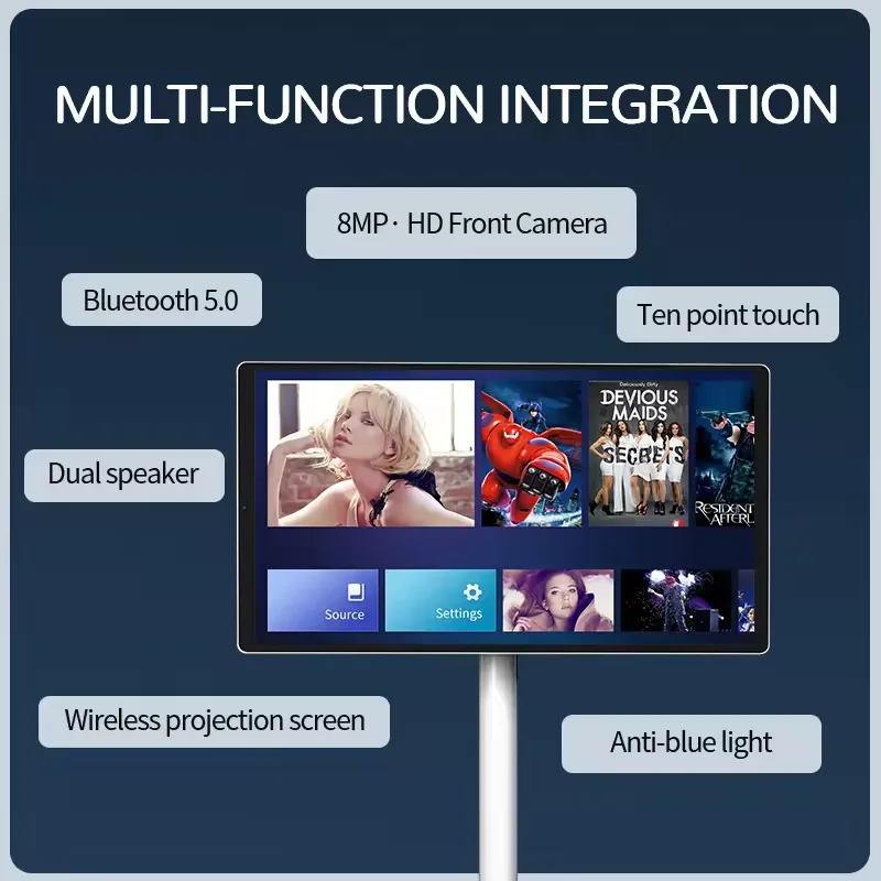 Built-in camera 21.5 inch HD Live streaming machine  touch screen WIFI By-Me with Battery smart TV Moveable stand Lcd monitors