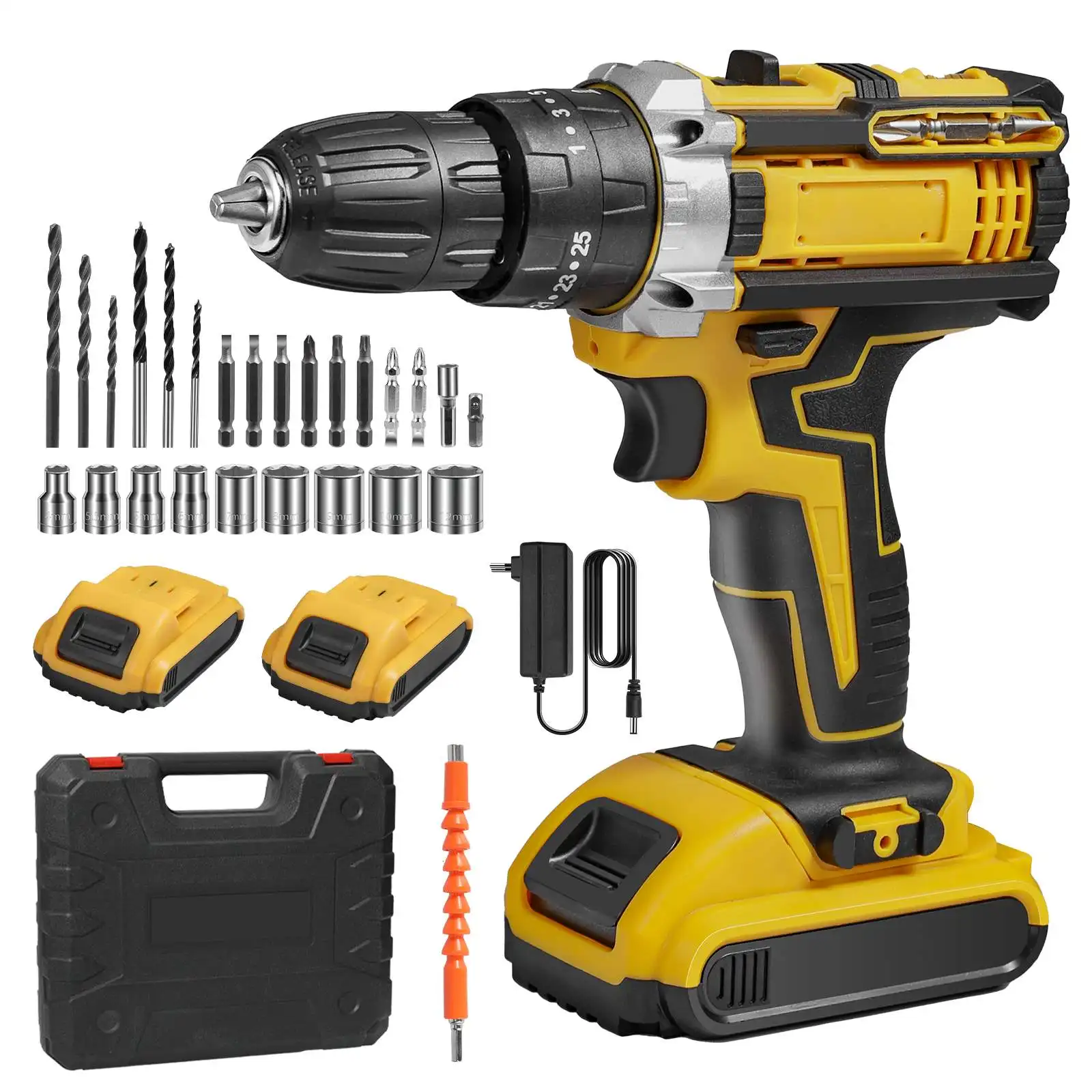 21V Cordless Drill Set, 23 Pieces Drill with 3/8