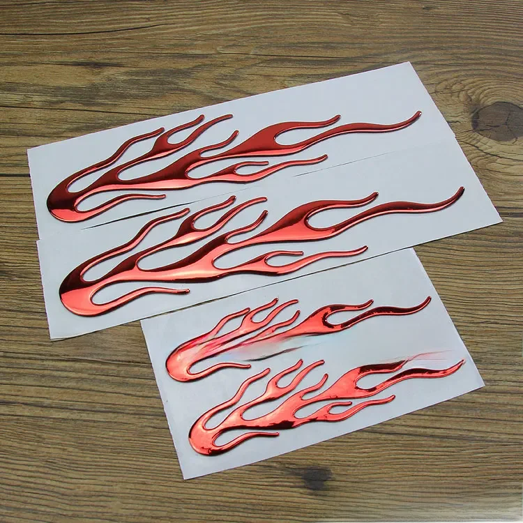 3D Flame Fire Auto Retro Motorcycle Tank pad Side Cover Helmet Stickers Emblem Fairing Decals For CB CBR CBF R1 R6 R7 GSXR Biker — zdjęcie 2