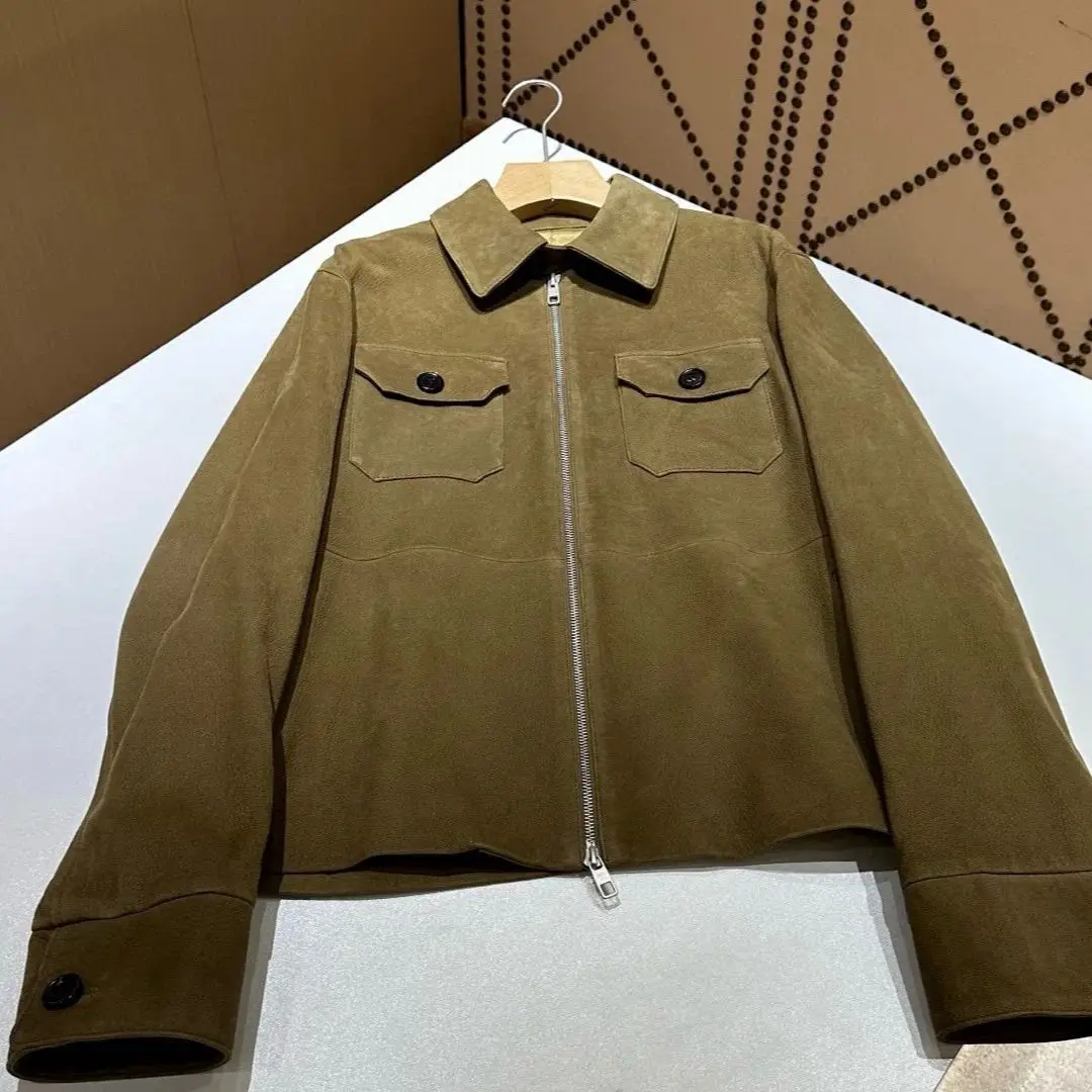 Outono casual feminino com zíper jaqueta de couro genuíno