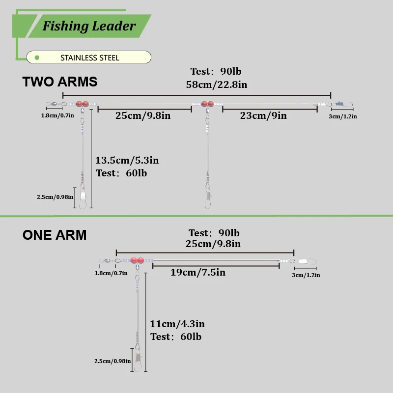 Fishing Leaders,Stainless Steel Tackle Rig with Tackle Lure Swivels Snaps, Saltwater rig Wire Leader Fishing Leader Wire Bottom
