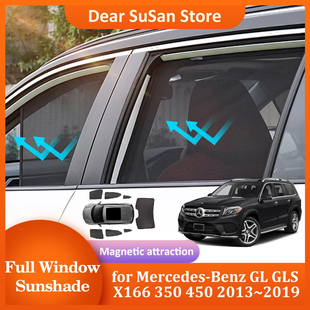 Magnetic Sunshade for Mercedes-Benz GL GLS X166 350 450 2013~2019 Windshield Curtain Sun Visor Window Sunroof Cover Accessories