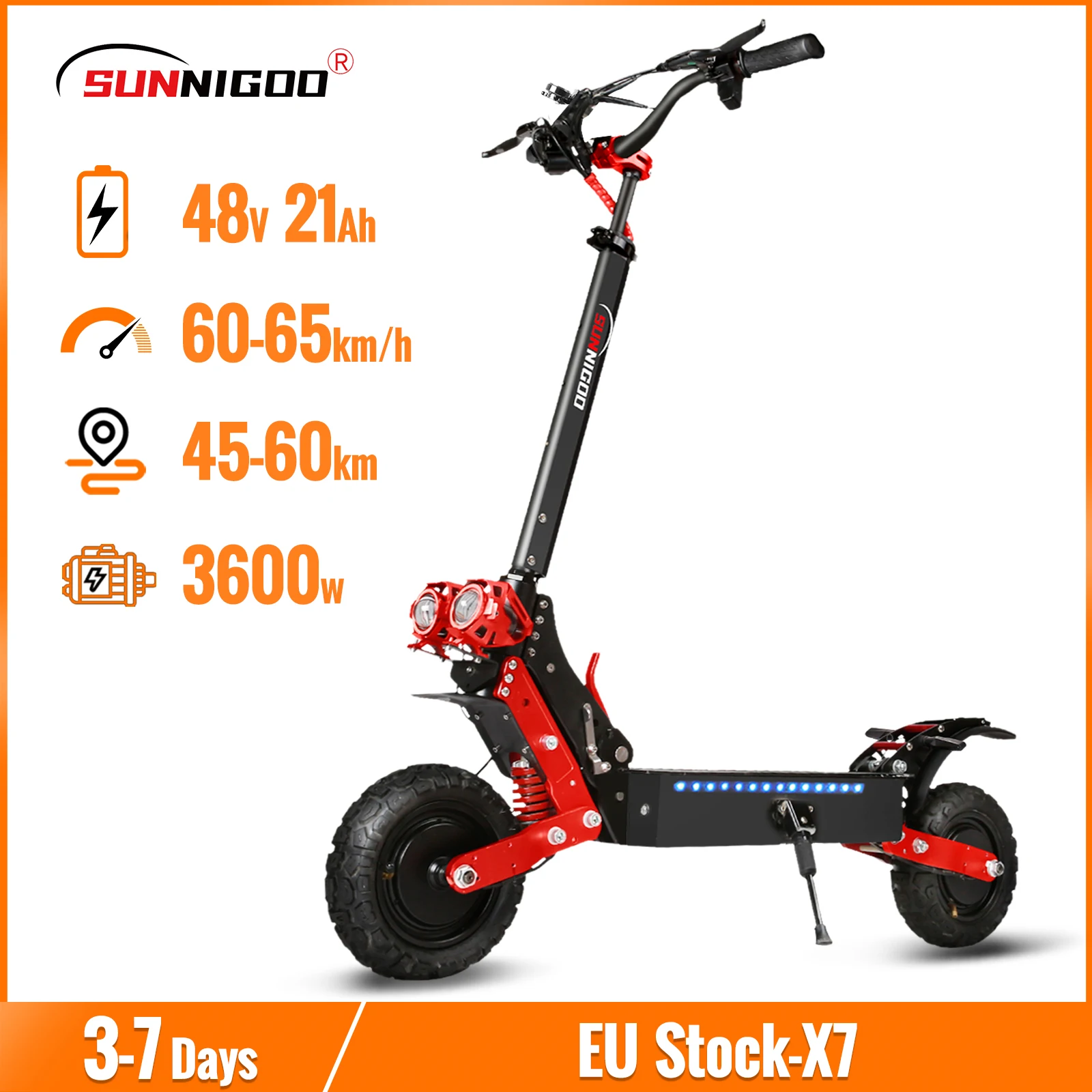 Scooter électrique à double moteur, vitesse maximale 60-65 km/h, plage 45-55km, Type C, Absorption des chocs, pneus tout-terrain de 11 pouces, Escooter pliable