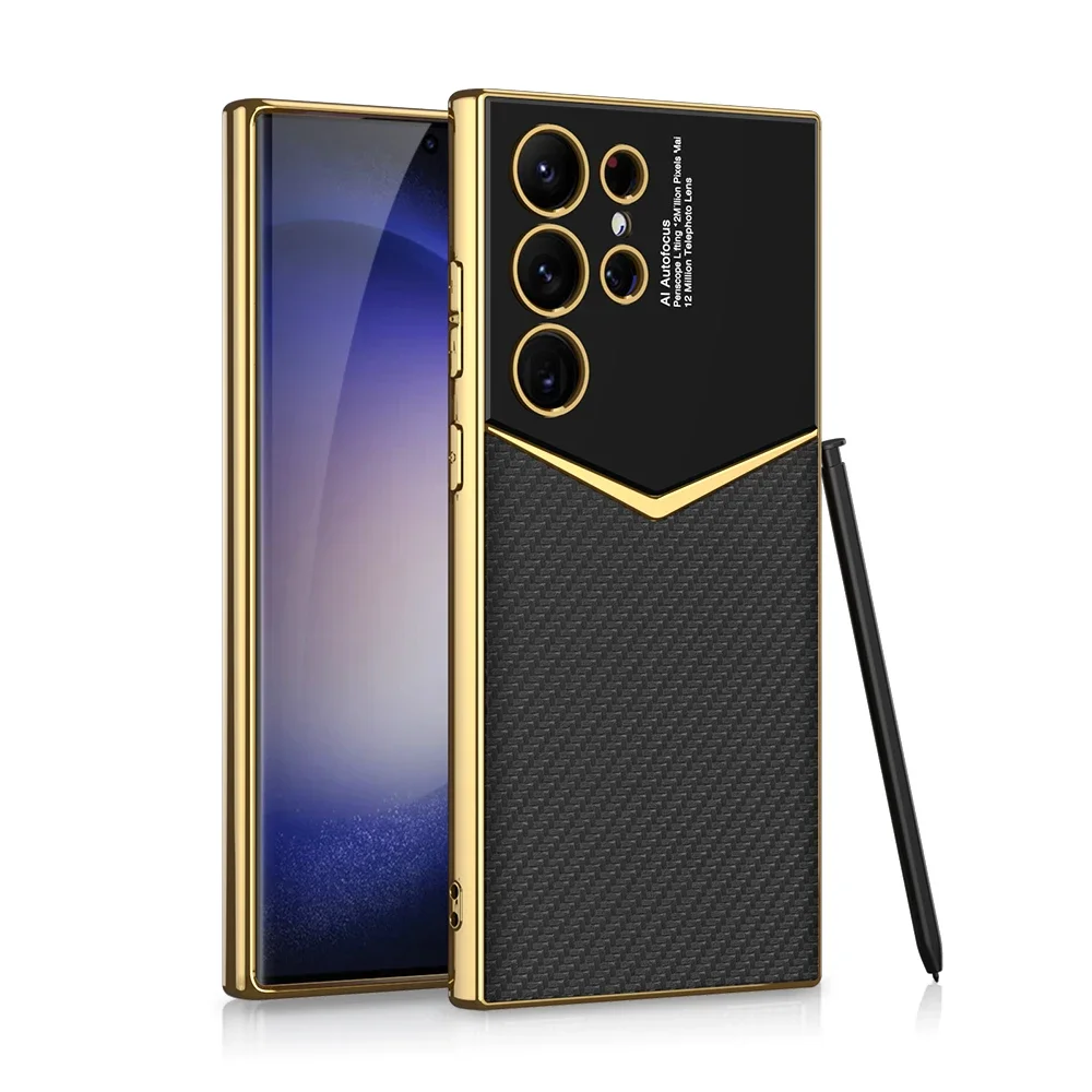 Etui na Samsung Galaxy S26 S25 S24 Ultra, galwanizowane, z gładkiej skóry, miękkie silikonowe, odporne na wstrząsy, ochronne etui na tył telefonu, akcesoria. — zdjęcie produktu 7