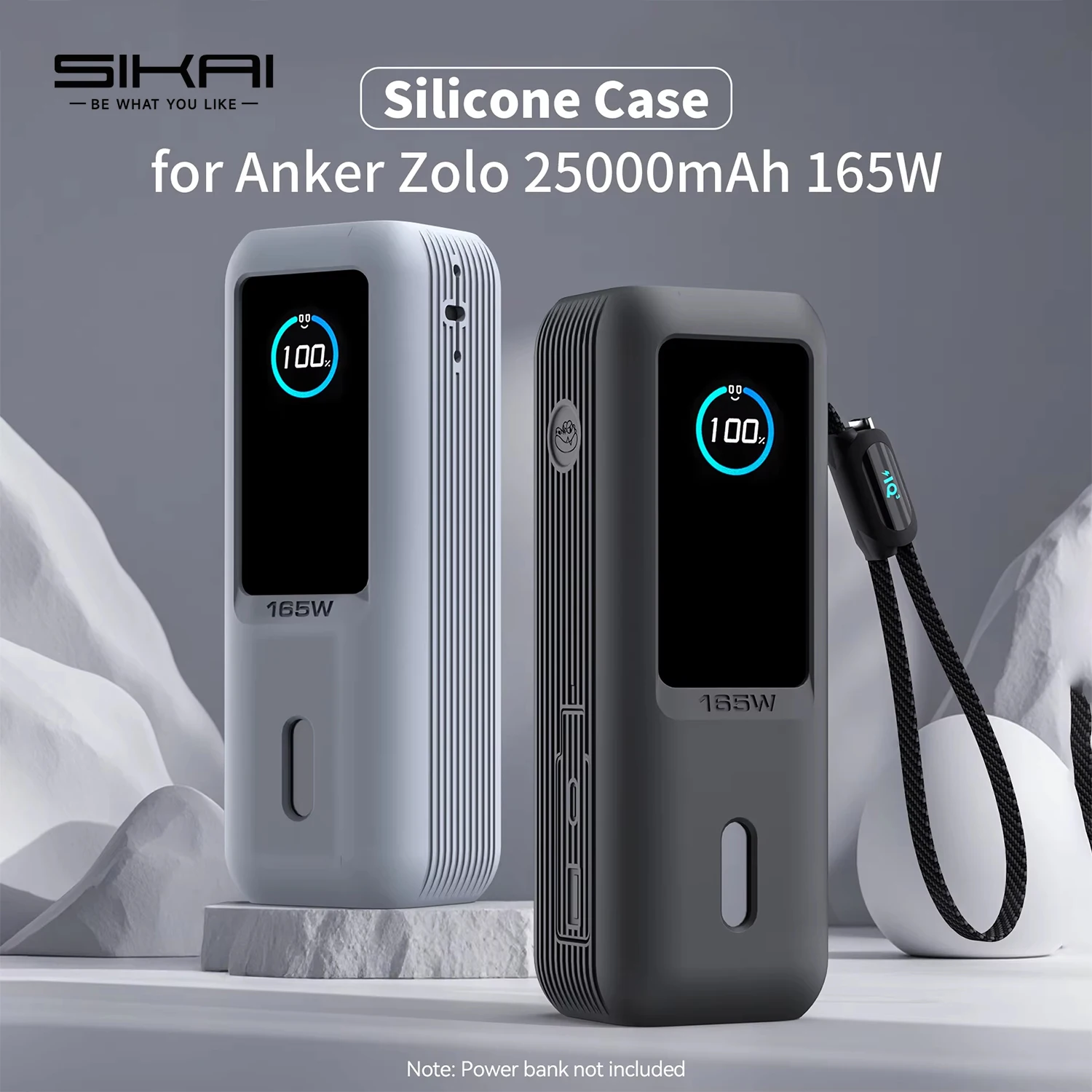 Silicone Case for Anker Zolo 25000mAh 165W Power Bank Portable Charger Protective Case Travel Carrying Case TF/SIM storage Bag
