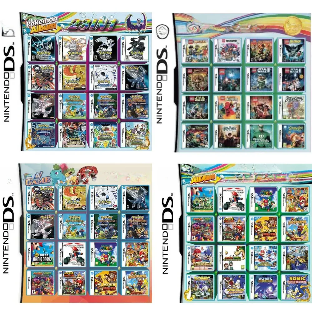 Cartão combinado de cartão de jogo 3DS NDS 23 em 1 NDS cartão combinado NDS cassete 482 IN1 280 4300