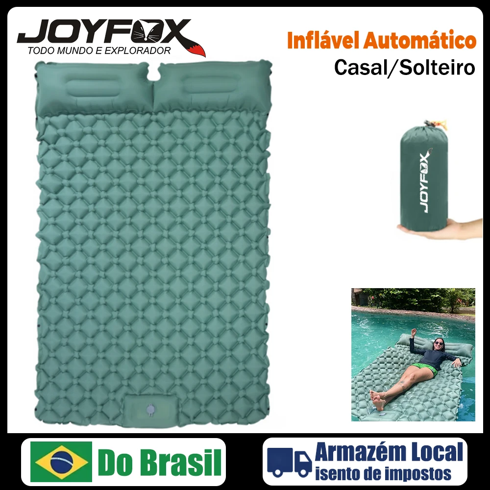 Joyfox Colchão camping Inflável Automático De Casal Solteiro Sleeping Pad Ar Externo Portátil De Acampamento Com Travesseiro