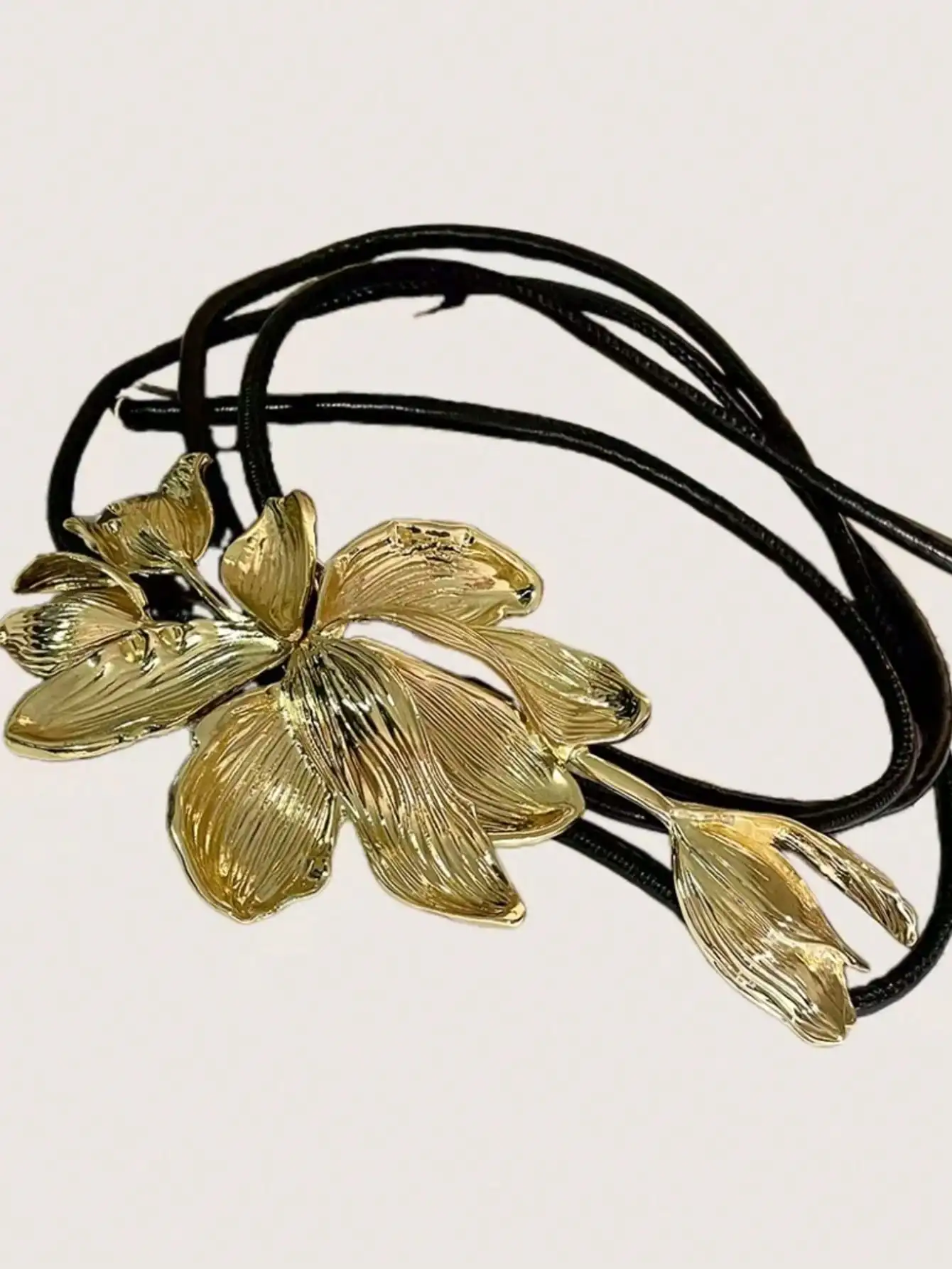 1 pc 금속 튤립 대형 꽃 허리 체인 스커트와 바지와 일치하는 여성의 유행 새 벨트 과장된 유럽 스타일