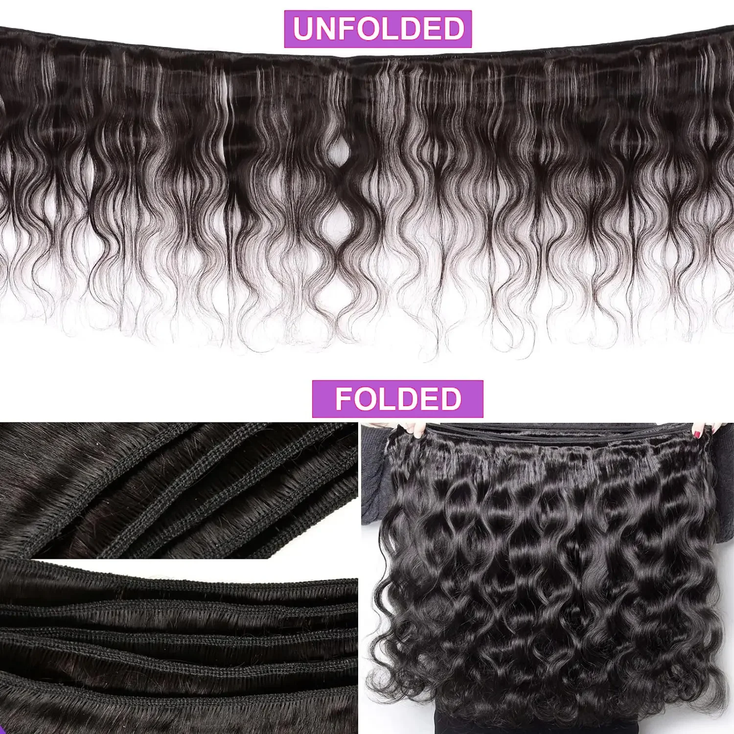 Bundles brésiliens de cheveux humains Body Wave pour femmes, tissage de cheveux naturels, 1/3 faisceaux, richesse, 8-30 ", extensions de cheveux 100% humains, trame