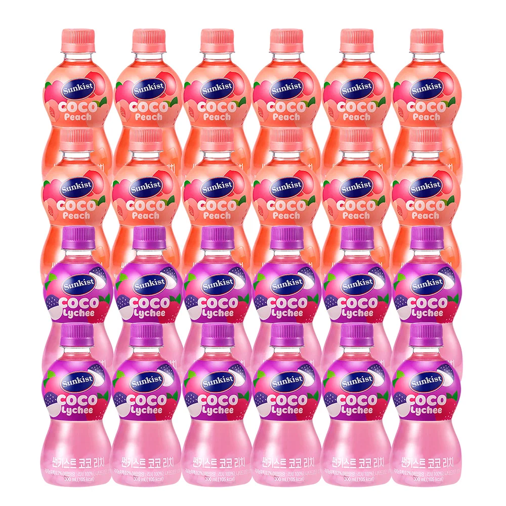 Guangdong Sunkist Coco-Richi 300ml x 12 pieces + Sunkist Koko Peach 300ml x 12 pieces