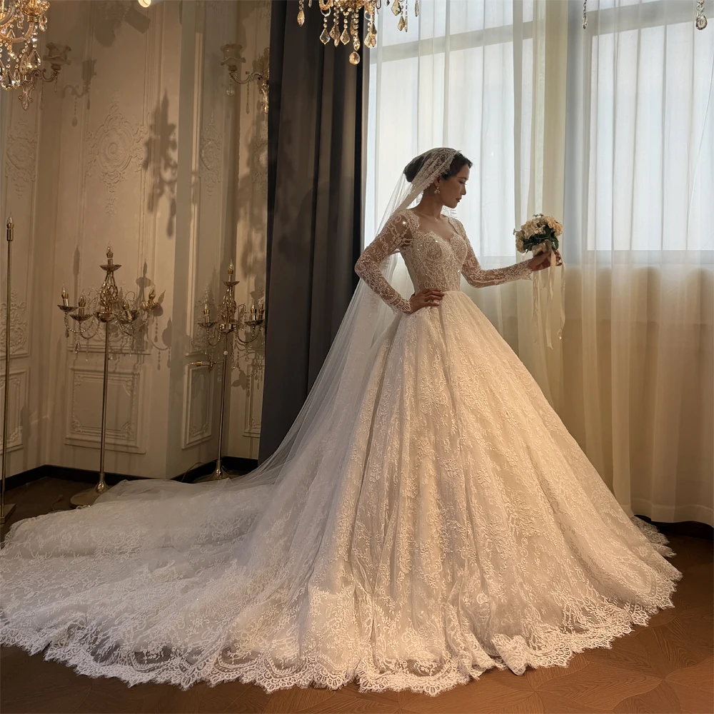 beautiful ivory wedding dresses Customized NS5205 Lace Dress A-line 2026 Hot Sale elegant mauve satin mermaid gown