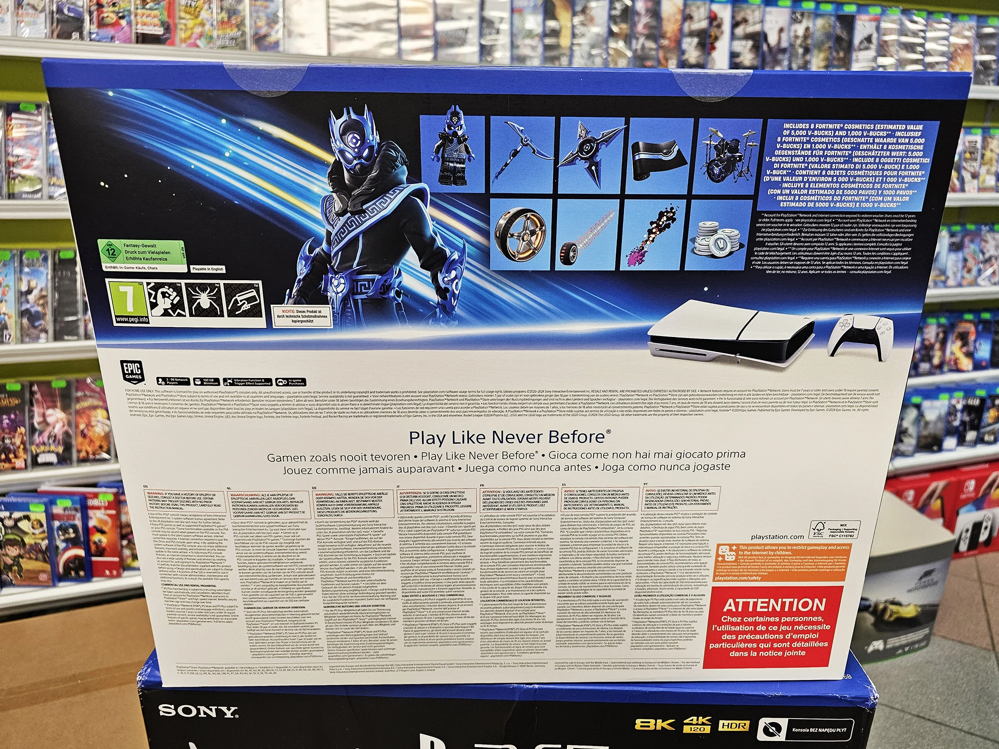 وحدة تحكم رفيعة من سوني بلاي ستيشن 5 ، محرك أقراص ، 1 ، هيكل دي ، فورتنيت كوبالت ، نسخة PS5