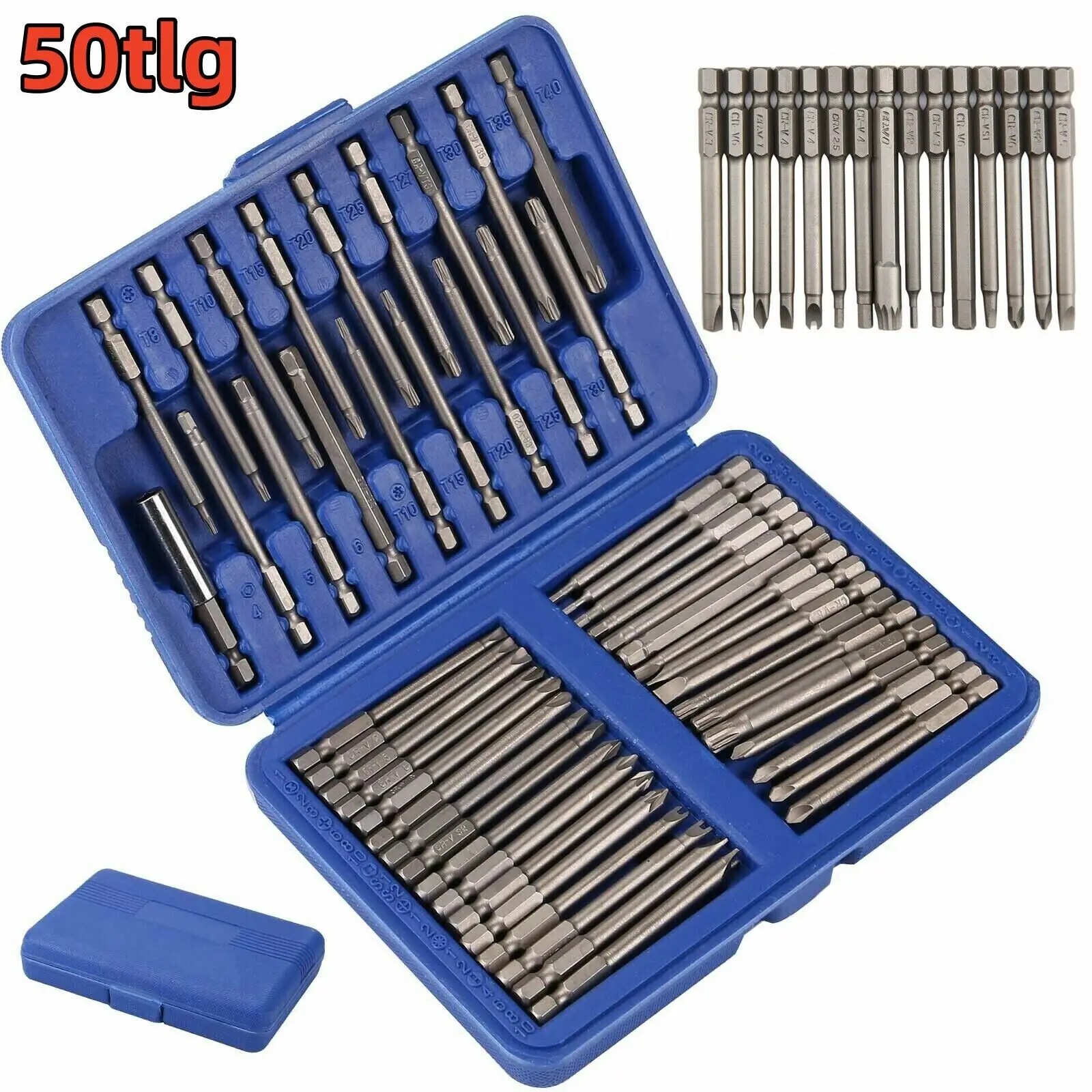 50 Stück 75mm extra lange Sicherheits-Schraubendreher-Bits, Stern-Sechskant-Bits
