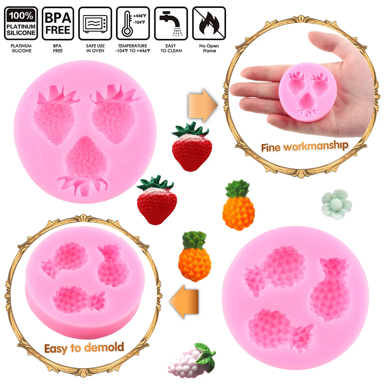 Fruit Strawberry Grapes Pineapple Silicone Mold Cake Decorating Tools Fondant Sugarcraft Mould Baking Pastry Chocolate Moulds