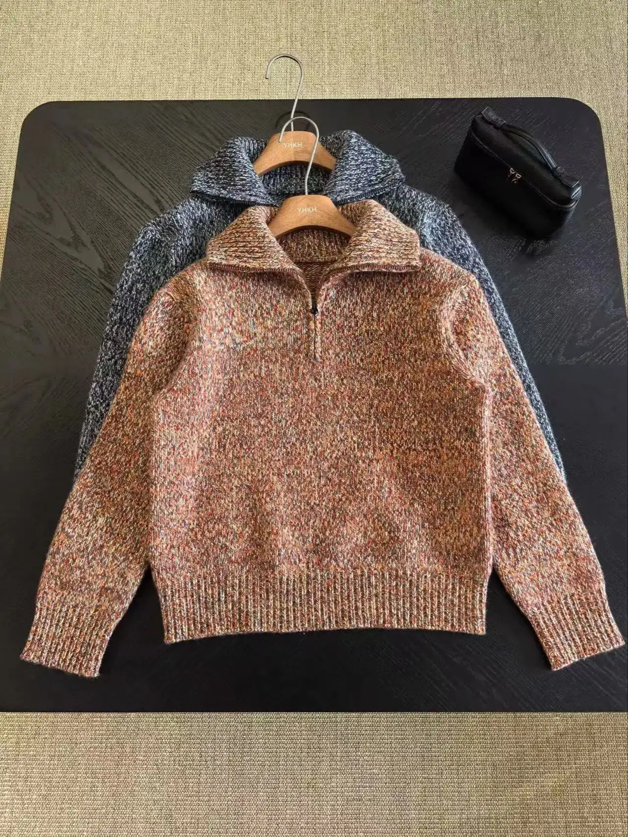 

Вязаный свитер из кашемировой шерсти в стиле ретро с воротником-молнией спереди