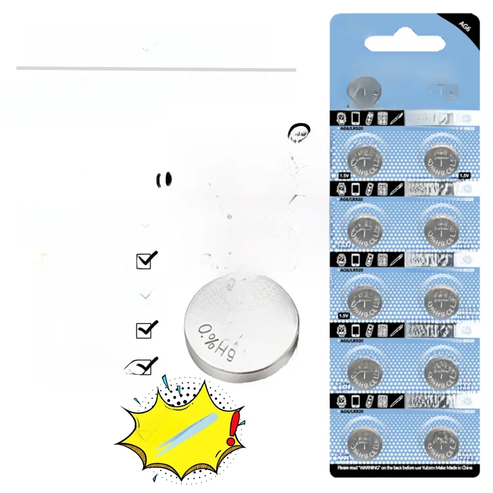 2-10PCS 1.55V AG6 65mAh 371 Knop Batterijen SR920SW LR920 SR927 171 370 L921 LR69 SR920 Voor Horloge Speelgoed Afstandsbediening Munt Beslag - afbeelding 2