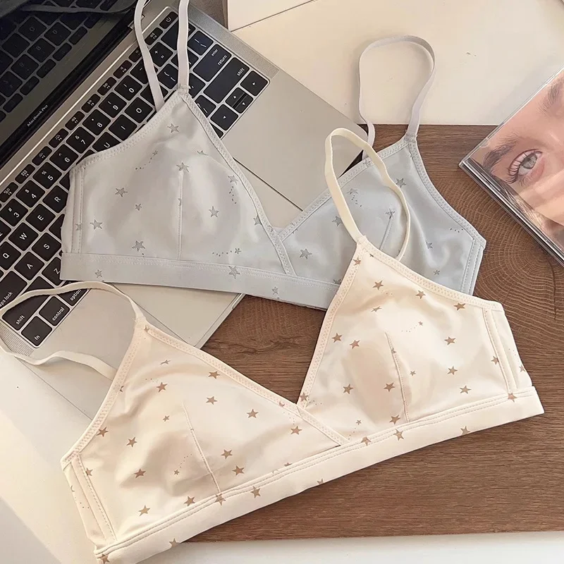 Section fine du Triangle français, sous-vêtements, petits seins froncés, Anti-affaissement, sans anneau en acier, oreilles de lapin, soutien-gorge pour filles