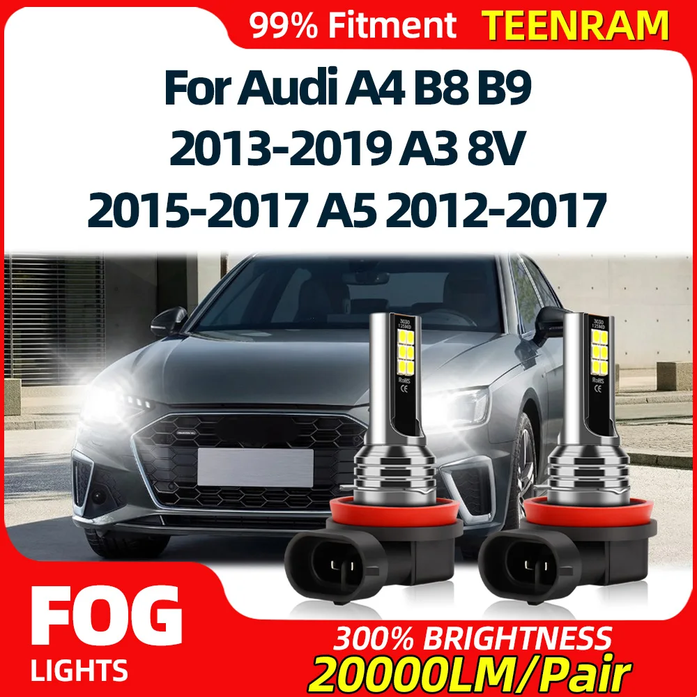 

2Pcs Super Bright H8 H9 H11 Car Fog Light 20000LM Fog Lamp Bulb 12V For Audi A4 B8 B9 2013-2019 A3 8V 2015-2017 A5 2012-2017