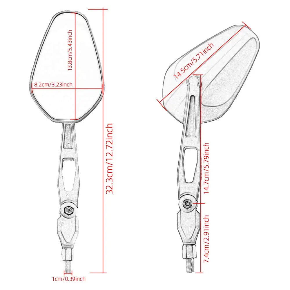 M10 Motorcycle Rearview Mirror For YAMAHA YBR125 TRACER XSR 700 900 FJ07 FJ09 MT09 Honda  Suzuki Rearview Side Mirrors