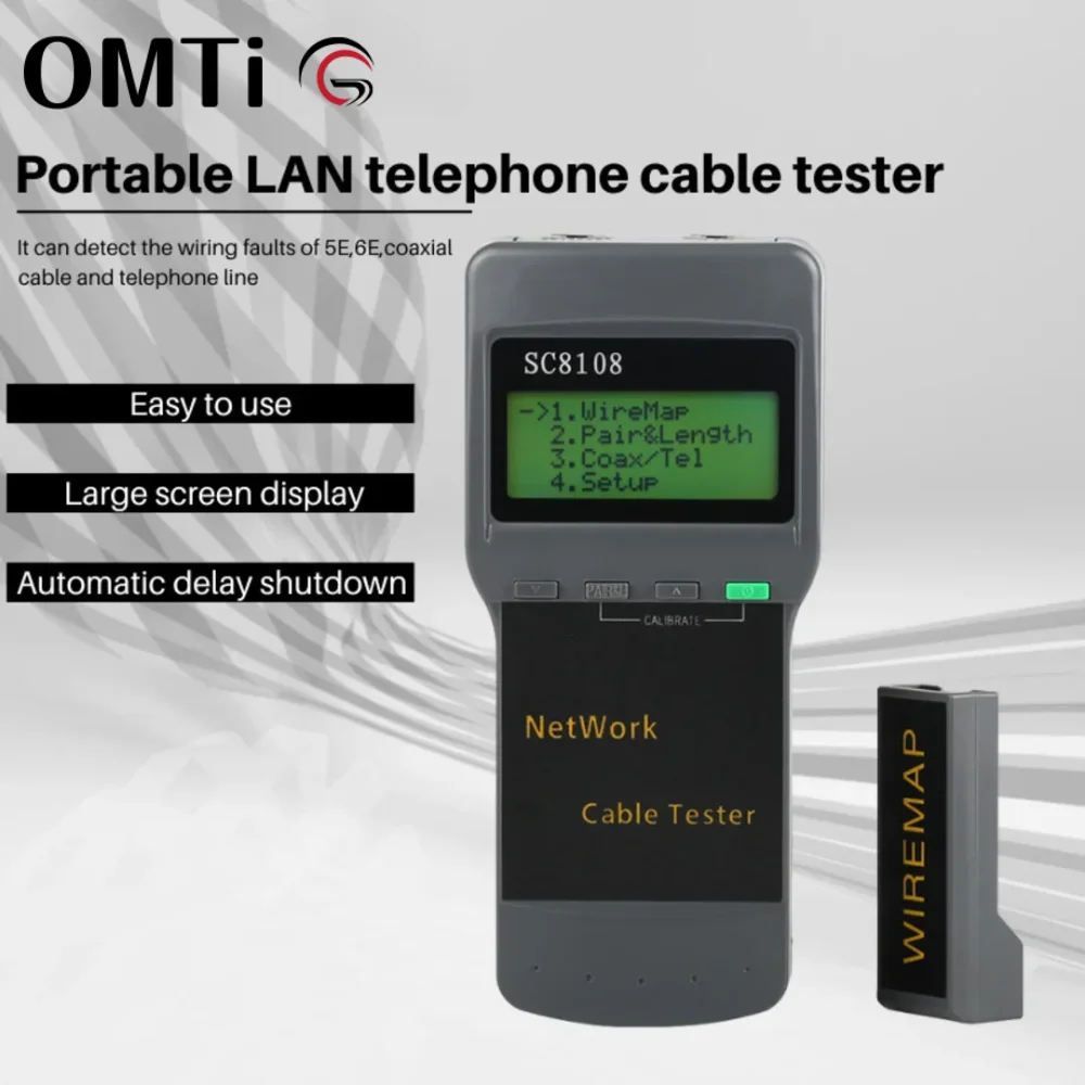 Portable LAN telephone cable tester LCD wireless network tester Instrument with LCD display RJ45 SC8108