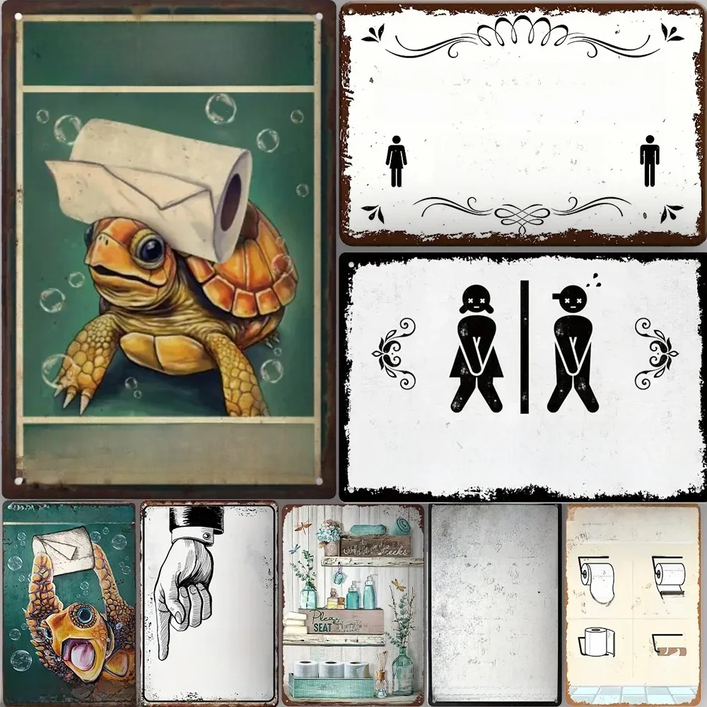 Panneau métallique Vintage en étain pour salle de bain, décoration murale pour la maison, salle de bain, toilettes, 8x12 pouces, 1 pièce