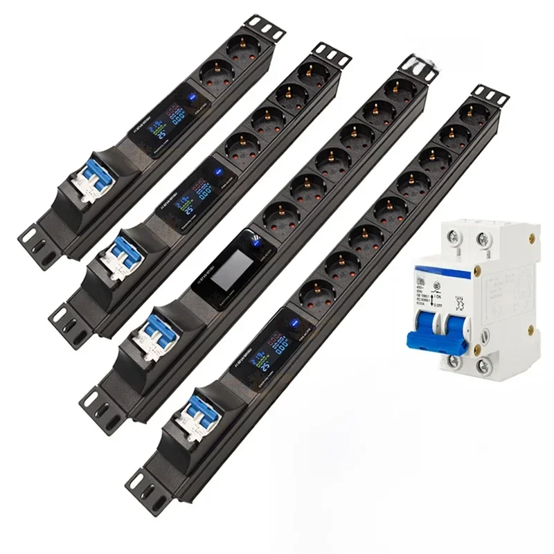 Szafka sieciowa Rack Smart Power Strip Jednostka dystrybucji zasilania 2-8 gniazd EU z cyfrowym przyrządem pomiarowym napięcia — zdjęcie produktu 7