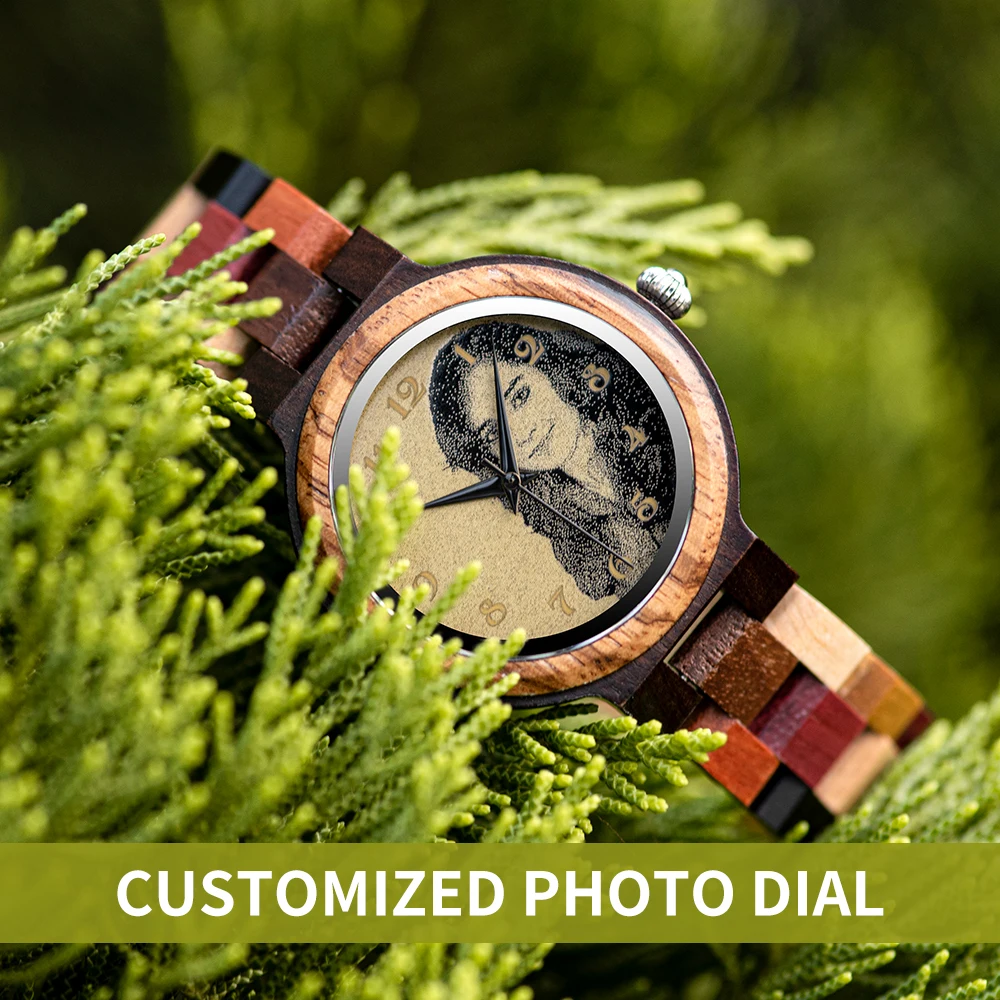 BOBOBIRD Wooden Couple Quartz Watches Original Free Custom Photo Wrist Timepiece Man And Woman Quartz Wrist Watch Christmas gift