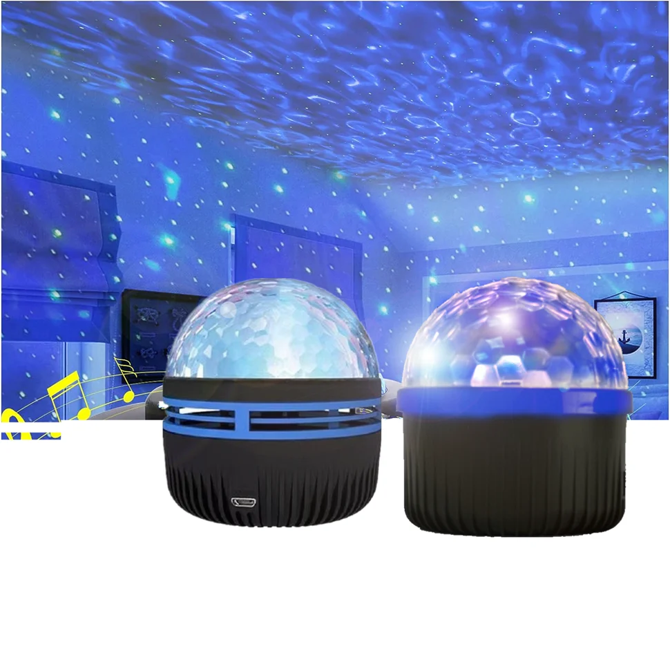 LED Starry Sky Light Water Ripple Projection Light Colorful Rotating Night Light Children\'s Bedroom Party Christmas Decoration