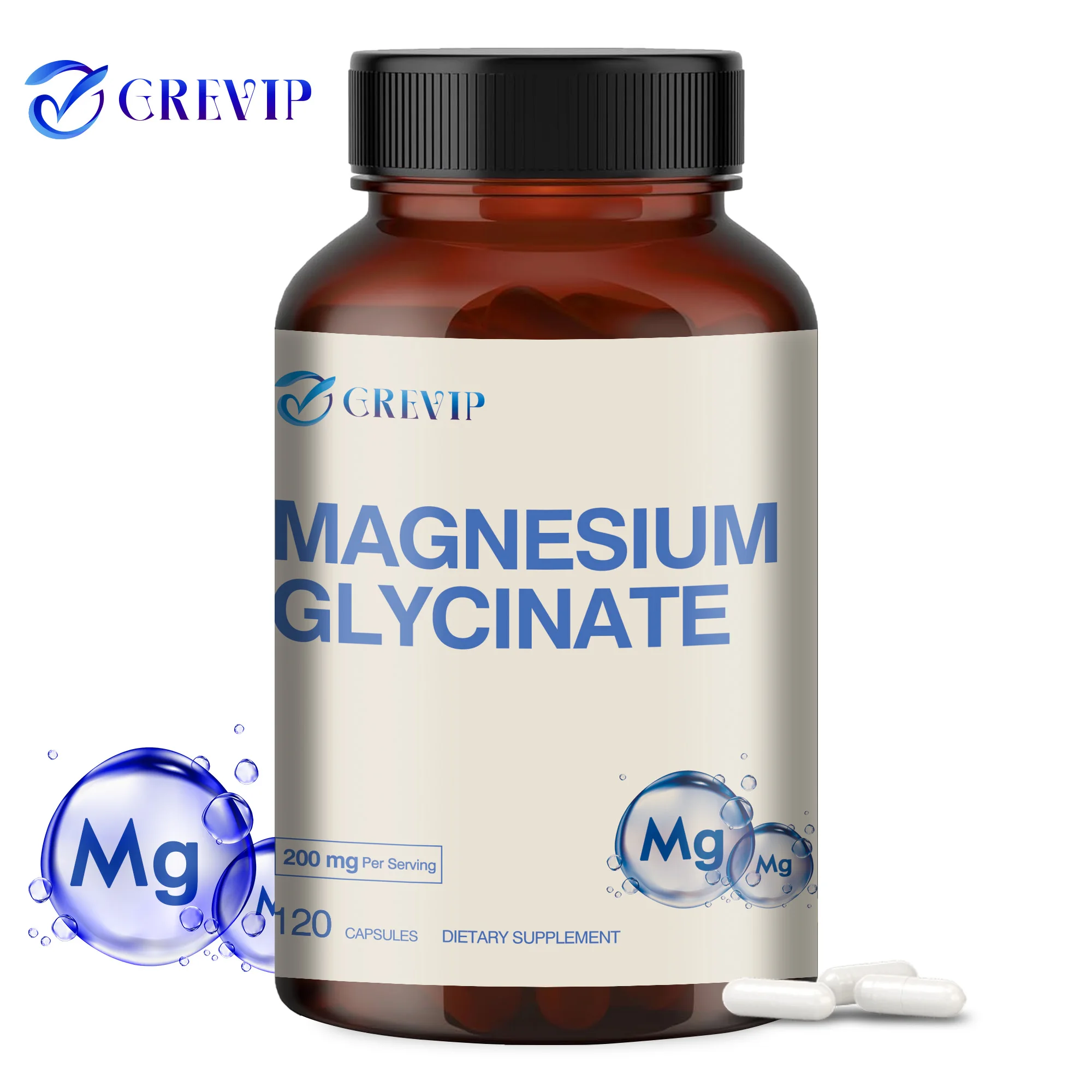 Magnesium glycinat 200mg-unterstützt die Gesundheit von Muskeln, Herz, Nerven und Knochen, reduziert Stress und fördert den Schlaf-120 Kapseln