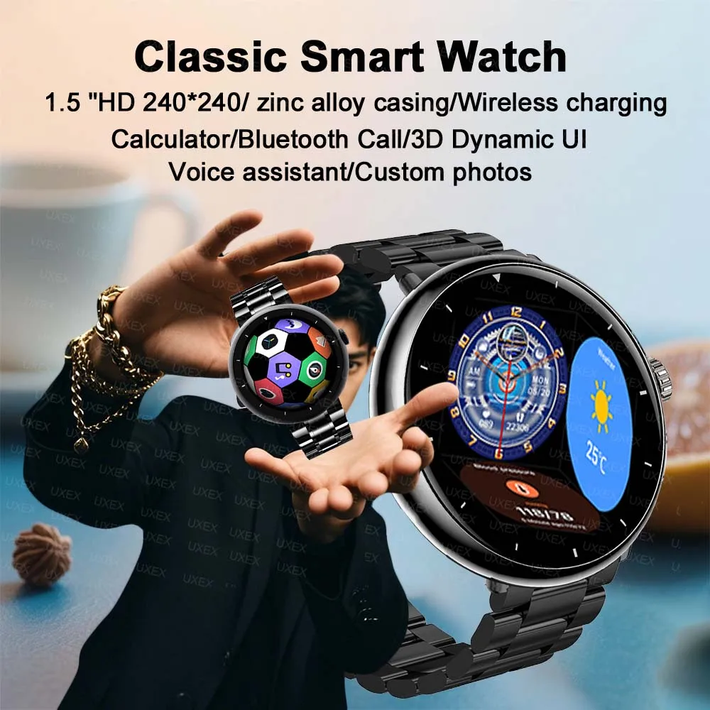 هدية مفاجأة جديدة ساعة ذكية رجل 1.5 بوصة HD شاشة كاملة ثلاثية الأبعاد UI مكالمة لاسلكية الصحة المقتفي صور مخصصة الساعات الذكية السيدات 2025