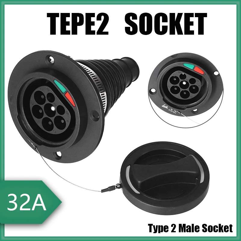 

Type2 Socket Electric Vehicle Charging Adapter16A 32A car Side Type 2 IEC 62169-2 male Socket