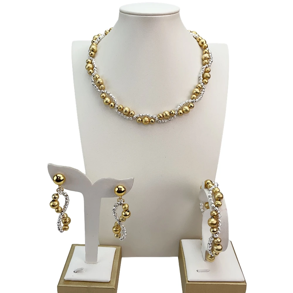 EMMA موضة دبي مطلية بالذهب الخرز القلائد أقراط خواتم مجموعات المجوهرات الجميلة للنساء هدايا مجوهرات الزفاف FHK21380