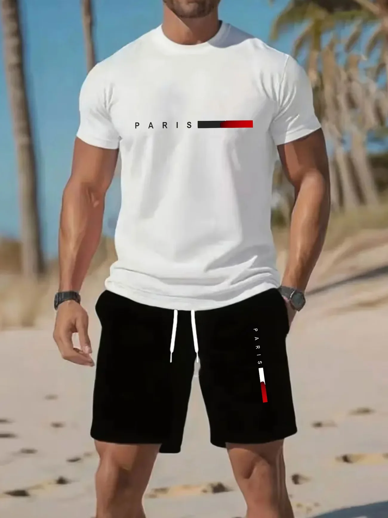 2026 Sommer Leichter Atmungsaktiver Herrenanzug – Trendiges Kurzarm-T-Shirt + Lockere Shorts – Lässiges Sport-Set
