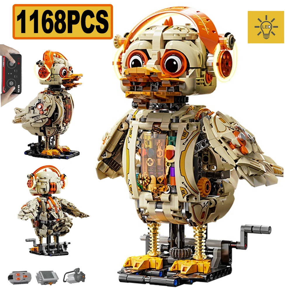 

1168PCS MOC LED Mechanical Duck Model Building Blocks LED Technical Electric Assembly Animal Bricks Creative Adults Kids Gifts