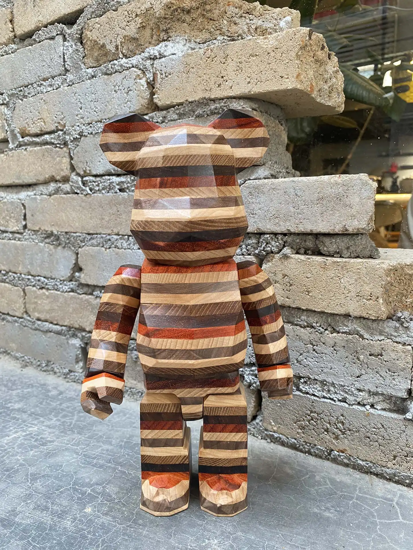 Bearbrick karimoku horizon Karimoku fragmentdesign 400% Polygon Chess Diamond Horizon Chess Rainbow Wood Bear Height 28cm