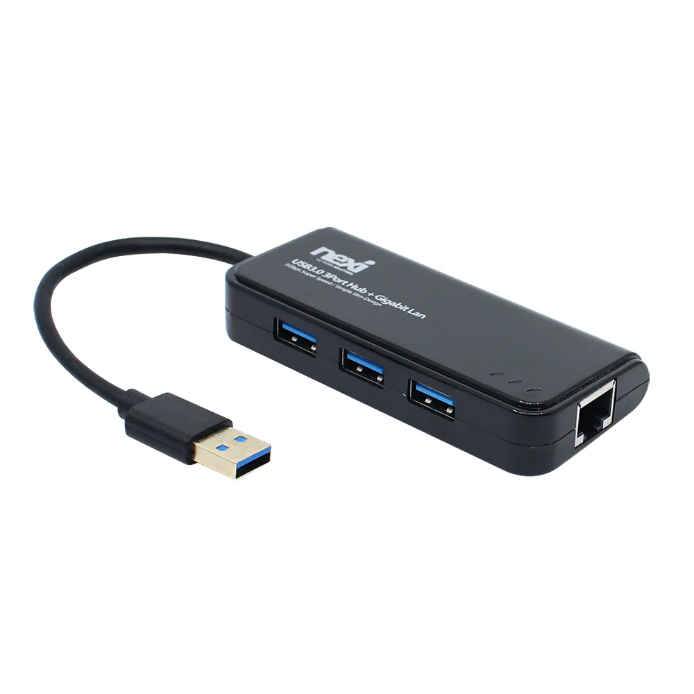 Nexie USB to LAN Gigabit Wage LAN Card USB Hub USB3.0 3 Port Power Free