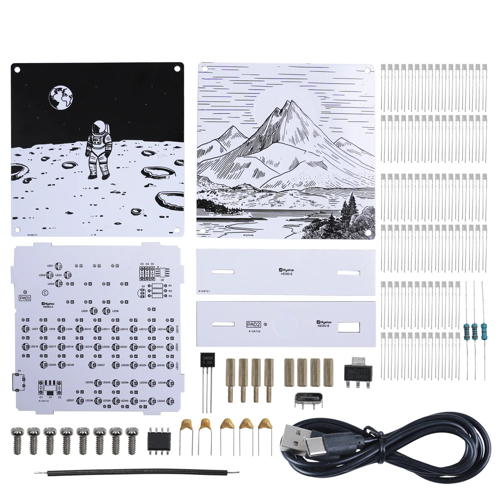 Light Painting Lamp DIY Soldering Kit Night Light Electronic Solder Project Practice Kit Adjustable Brightness for School Learn