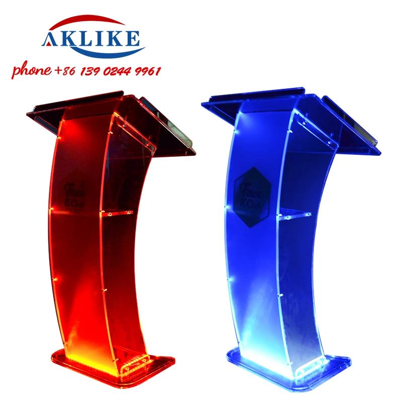 2024 Modern Acrylic Rostrum Cheap Pulpits For Sale Led Podium Stands Clear Lectern Church Speakers Free Shipping