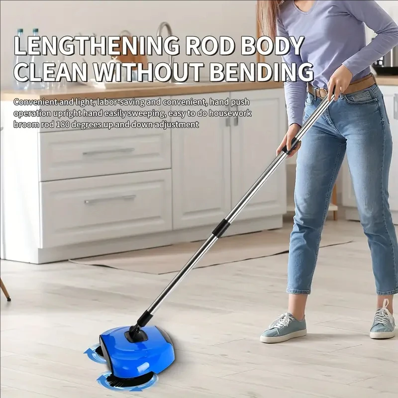 Hand Push Sweeper Floor Vacuum Cleaner Dry And Wet Use for Sweeping Moping Pet Hair Dust Remove Garbage Household Cleaning Tool