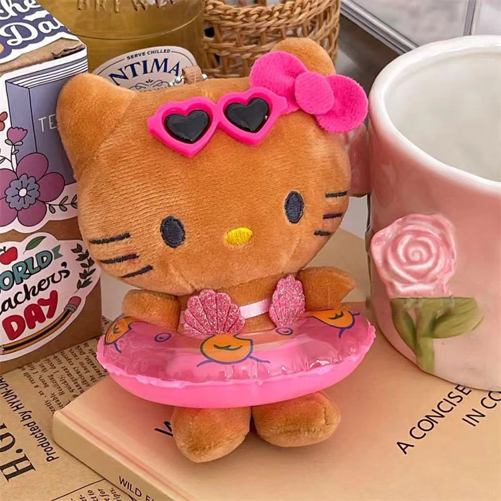 Sanrio Hello Kitty Plüsch-Schlüsselanhänger, Yugui-Hunde-Design, Schwimmring Hello Kitty Cartoon süßes Mädchen Geschenk Geburtstagsgeschenk