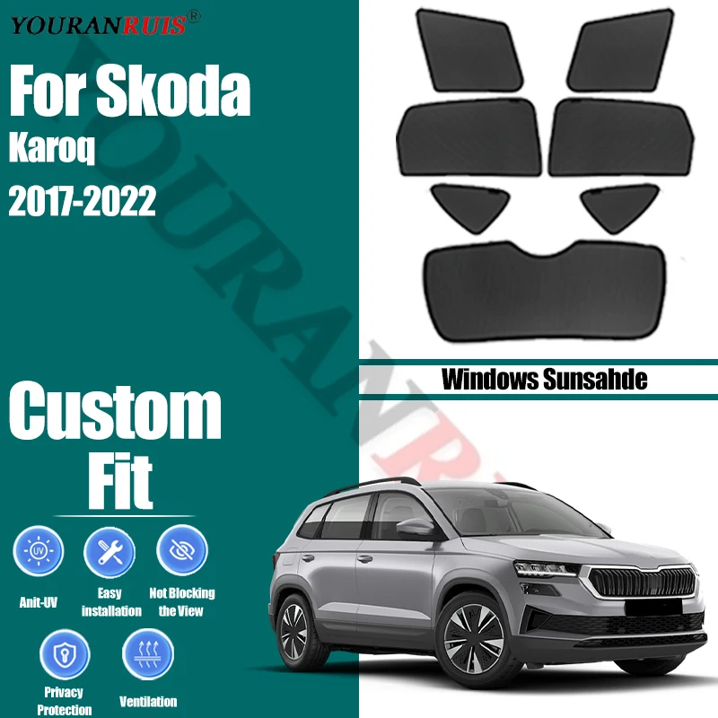 

Customize For Skoda Karoq 2017-2022 Car Side Windows Sunshade Curtains Mesh Heat Insulation Protect Privacy Accessories