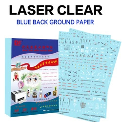 Blauer Hintergrund, Laser-Wassertransferdruck, Aufkleberpapier, A4, klares/transparentes Wasserrutsche-Aufkleberpapier für Glaskeramik