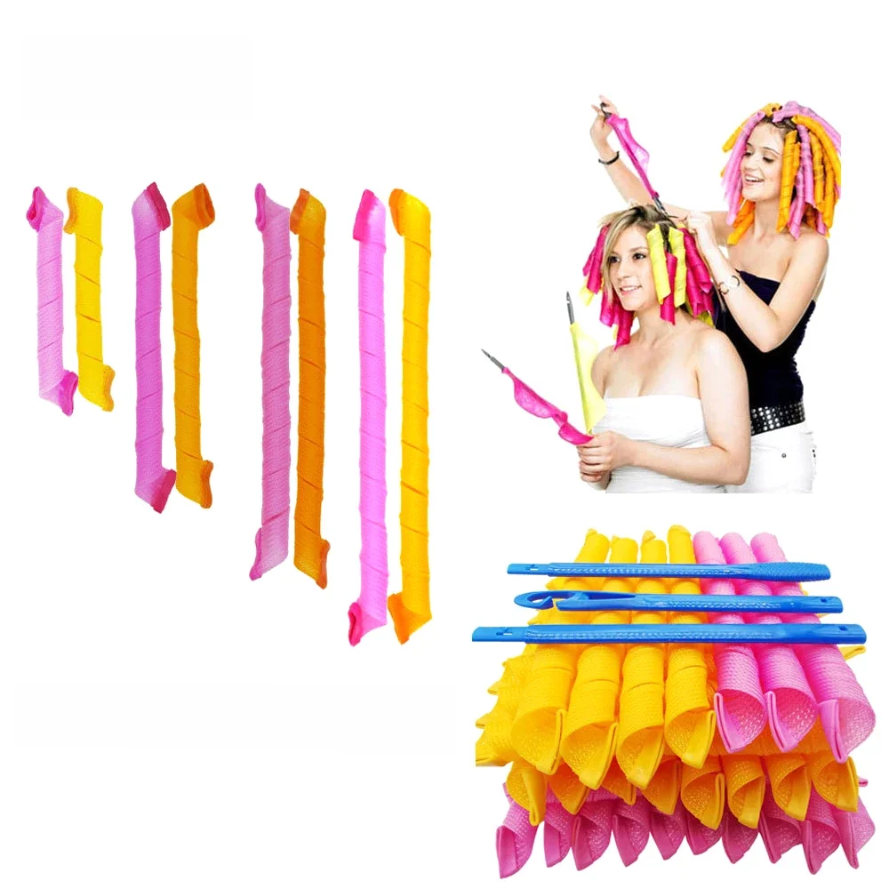 Haarrollers (30/45/55/65 cm) Slak Vorm Niet Golfvorm Spiraal Ronde Krullen Haar Krultang Zacht Haar Krultang Magische Haarrollers DIY