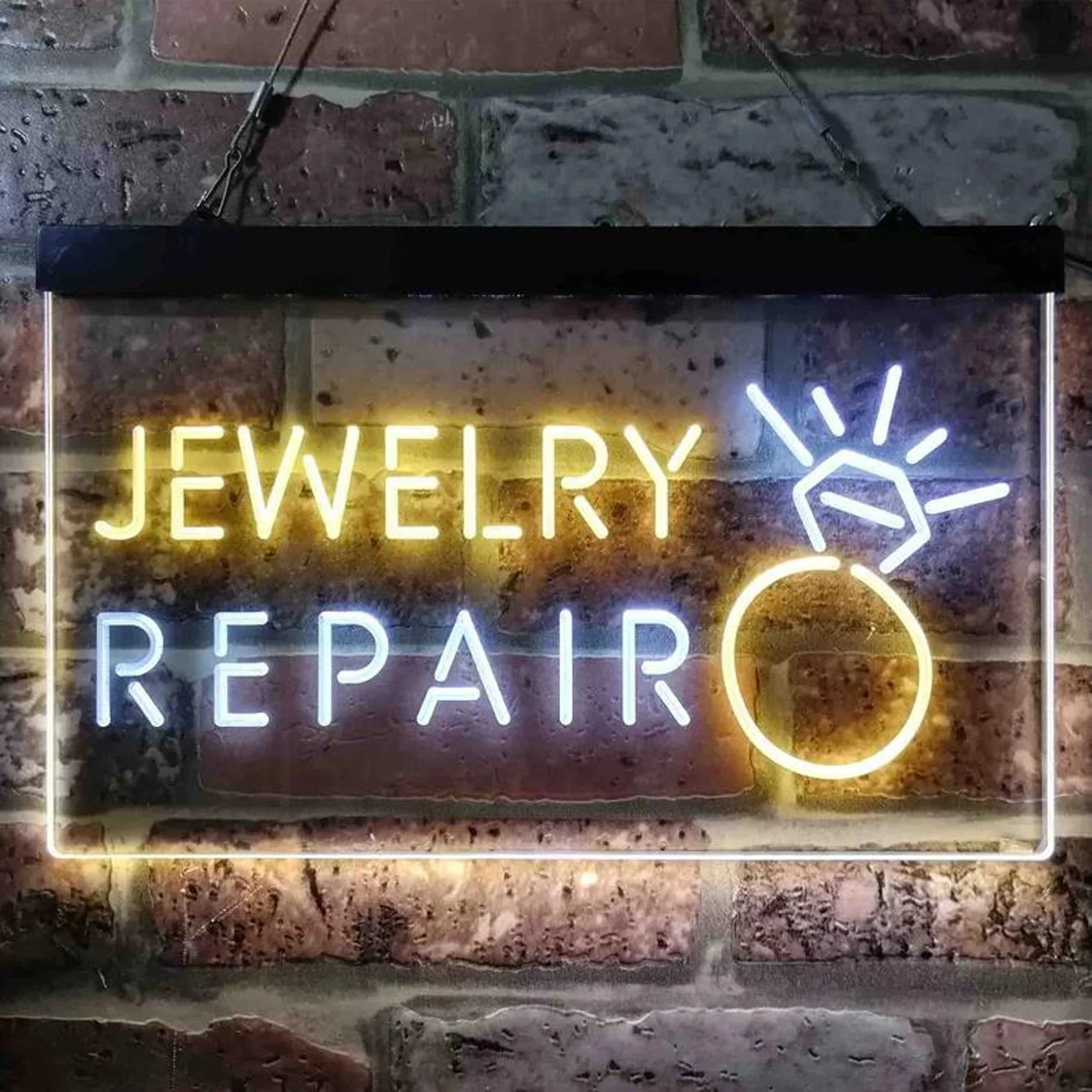 

Custom Dual Color LED Neon Sign Jewelry Repair Shop Jewelry Store Open Home Decor Display LED Neon Light Jewelry Wall Decor