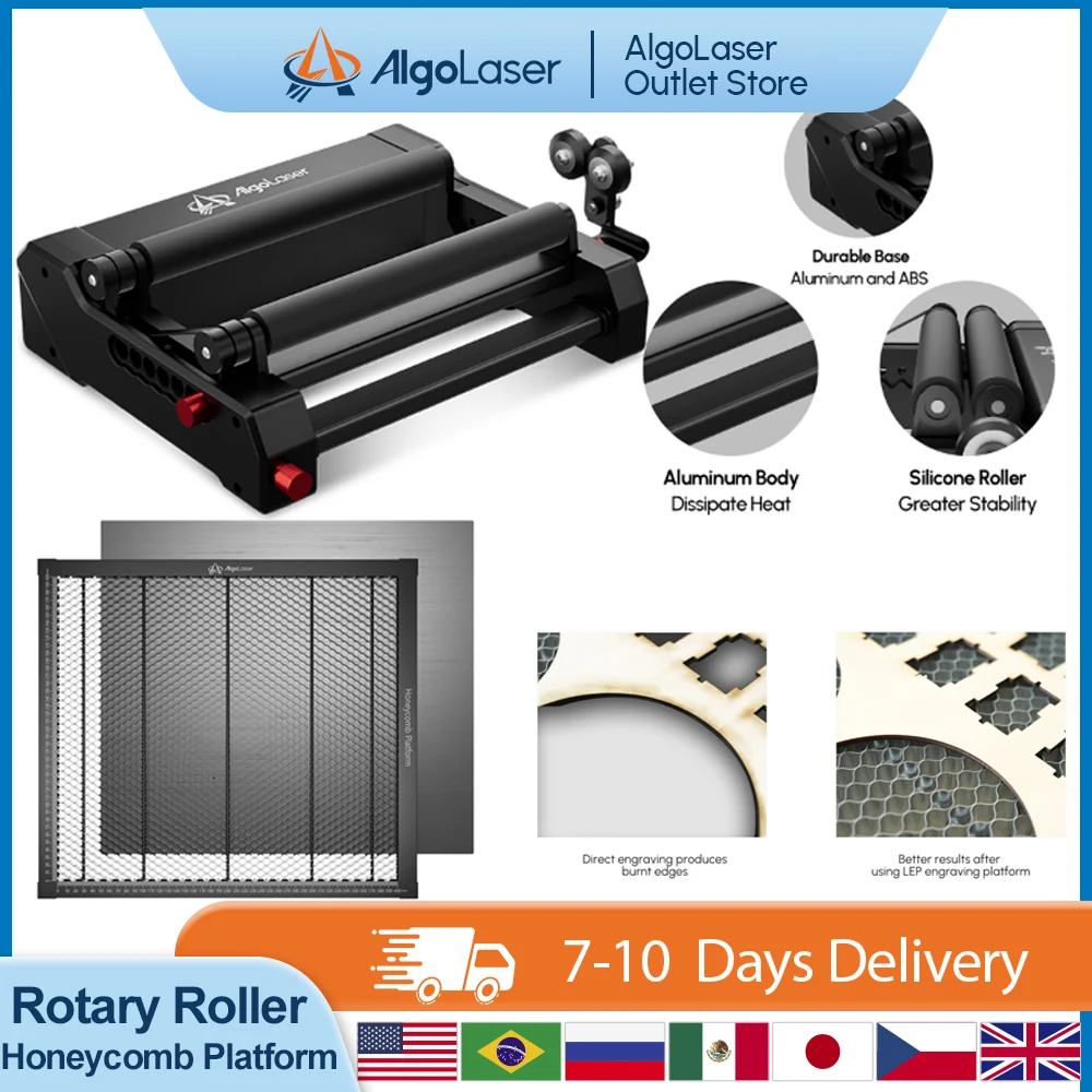 

Algolaser Laser Engraver Accessory Rotary Roller Honeycomb Platform For CNC CO2 Laser Engraver Machine Engraving Cylindrical